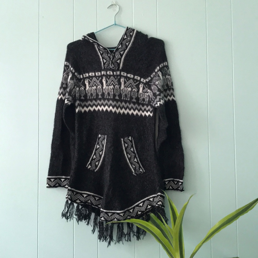 Hand knitted llama sweater